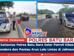 Satlantas Polres Batu Bara Gelar Patroli Kibas Bendera dan Pantau Arus Lalu Lintas di Jalinsum