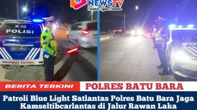 Patroli Blue Light Satlantas Polres Batu Bara Jaga Kamseltibcarlantas di Jalur Rawan Laka