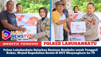 Polres Labuhanbatu Salurkan Bantuan Sembako untuk Penggali Kubur, Wujud Kepedulian Sosial di HUT Bhayangkara ke-79