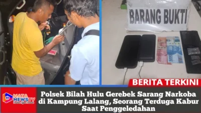 Polsek Bilah Hulu Gerebek Sarang Narkoba di Kampung Lalang, Seorang Terduga Kabur Saat Penggeledahan