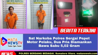 Sat Narkoba Polres Sergai Pepet Motor Pelaku, Dua Pria Diamankan Bawa Sabu 5,02 Gram