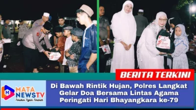 Di Bawah Rintik Hujan, Polres Langkat Gelar Doa Bersama Lintas Agama Peringati Hari Bhayangkara ke-79
