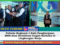 Pelindo Regional 1 Raih Penghargaan BNN Atas Komitmen Cegah Narkoba di Lingkungan Kerja