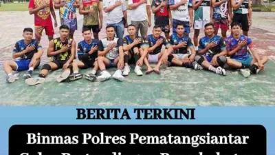 Binmas Polres Pematangsiantar Gelar Pertandingan Persahabatan Bola Volly Antar Satpam