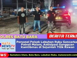 Personel Polsek Labuhan Ruku Gencarkan Patroli Malam, Antisipasi Gangguan Kamtibmas di Sejumlah Titik Rawan