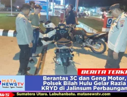Berantas 3C dan Geng Motor, Polsek Bilah Hulu Gelar Razia KRYD di Jalinsum Perbaungan
