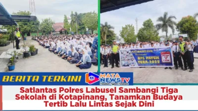 Satlantas Polres Labusel Sambangi Tiga Sekolah di Kotapinang, Tanamkan Budaya Tertib Lalu Lintas Sejak Dini