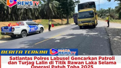 Satlantas Polres Labusel Gencarkan Patroli dan Turjag Lalin di Titik Rawan Laka Selama Operasi Patuh Toba 2025