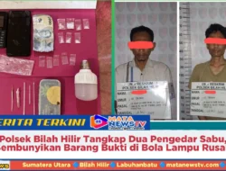 Polsek Bilah Hilir Tangkap Dua Pengedar Sabu, Sembunyikan Barang Bukti di Bola Lampu Rusak