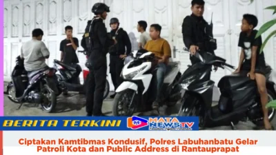 Ciptakan Kamtibmas Kondusif, Polres Labuhanbatu Gelar Patroli Kota dan Public Address di Rantauprapat