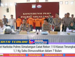 Sat Narkoba Polres Simalungun Catat Rekor: 110 Kasus Terungkap, 1,1 Kg Sabu Dimusnahkan dalam 7 Bulan