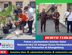 Polres Labuhanbatu Selatan Gelar Rekonstruksi 22 Adegan Kasus Pembunuhan dan Pencurian di Silangkitang