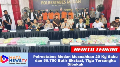 Polrestabes Medan Musnahkan 20 Kg Sabu dan 59.750 Butir Ekstasi, Tiga Tersangka Dibekuk