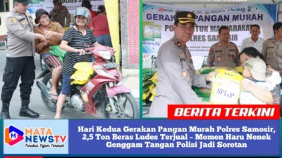 Hari Kedua Gerakan Pangan Murah Polres Samosir, 2,5 Ton Beras Ludes Terjual – Momen Haru Nenek Genggam Tangan Polisi Jadi Sorotan