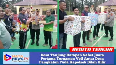 Desa Tanjung Harapan Sabet Juara Pertama Turnamen Voli Antar Desa Pangkatan Piala Kapolsek Bilah Hilir