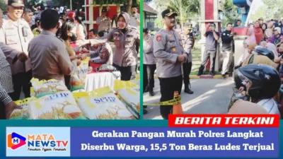 Gerakan Pangan Murah Polres Langkat Diserbu Warga, 15,5 Ton Beras Ludes Terjual