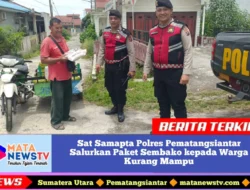 Sat Samapta Polres Pematangsiantar Salurkan Paket Sembako kepada Warga Kurang Mampu