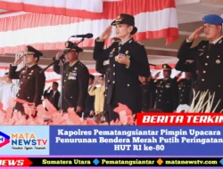 Kapolres Pematangsiantar Pimpin Upacara Penurunan Bendera Merah Putih Peringatan HUT RI ke-80