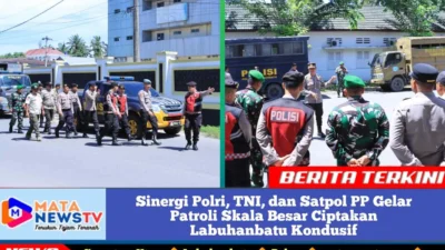Sinergi Polri, TNI, dan Satpol PP Gelar Patroli Skala Besar Ciptakan Labuhanbatu Kondusif