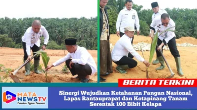 Sinergi Wujudkan Ketahanan Pangan Nasional, Lapas Rantauprapat dan Kotapinang Tanam Serentak 100 Bibit Kelapa