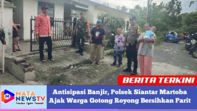 Antisipasi Banjir, Polsek Siantar Martoba Ajak Warga Gotong Royong Bersihkan Parit