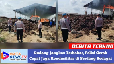Gudang Jangkos Terbakar, Polisi Gerak Cepat Jaga Kondusifitas di Serdang Bedagai