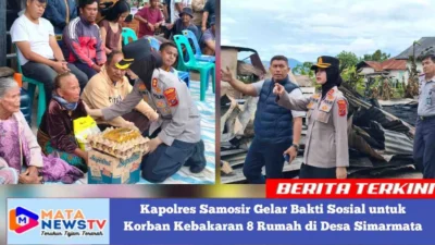 Kapolres Samosir Gelar Bakti Sosial untuk Korban Kebakaran 8 Rumah di Desa Simarmata