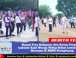 Bupati Fery Sahputra dan Ketua Posyandu Labusel Ajak Warga Hidup Sehat Lewat Senam Bersama di SBBK Kotapinang