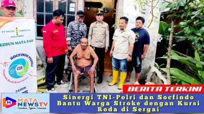 Sinergi TNI-Polri dan Socfindo Bantu Warga Stroke dengan Kursi Roda di Sergai