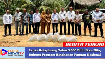 Lapas Kotapinang Tebar 5.000 Bibit Ikan Nila, Dukung Program Ketahanan Pangan Nasional