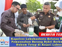 Kapolres Labuhanbatu Selatan Hadiri Pemusnahan Barang Bukti Berkuatan Hukum Tetap di Kejari Labusel