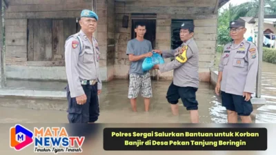 Polres Sergai Salurkan Bantuan untuk Korban Banjir di Desa Pekan Tanjung Beringin