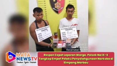 Respon Cepat Laporan Warga, Polsek Na IX-X Tangkap Empat Pelaku Penyalahgunaan Narkoba di Simpang Marbau