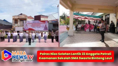 Polres Nias Selatan Lantik 22 Anggota Patroli Keamanan Sekolah SMA Swasta Bintang Laut