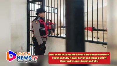 Personel Sat Samapta Polres Batu Bara dan Polsek Labuhan Ruku Kawal Tahanan Sidang dari PN Kisaran ke Lapas Labuhan Ruku