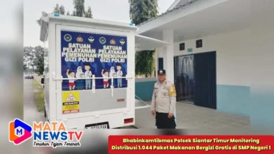 Bhabinkamtibmas Polsek Siantar Timur Monitoring Distribusi 1.044 Paket Makanan Bergizi Gratis di SMP Negeri 1