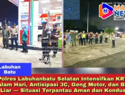 Polres Labuhanbatu Selatan Intensifkan KRYD Malam Hari, Antisipasi 3C, Geng Motor, dan Balap Liar — Situasi Terpantau Aman dan Kondusif