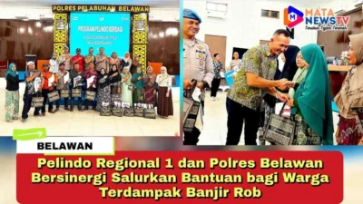 Pelindo Regional 1 dan Polres Belawan Bersinergi Salurkan Bantuan bagi Warga Terdampak Banjir Rob