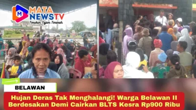 Hujan Deras Tak Menghalangi! Warga Belawan II Berdesakan Demi Cairkan BLTS Kesra Rp900 Ribu