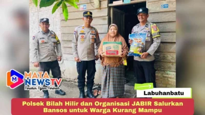 Polsek Bilah Hilir dan Organisasi JABIR Salurkan Bansos untuk Warga Kurang Mampu