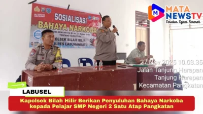 Kapolsek Bilah Hilir Berikan Penyuluhan Bahaya Narkoba kepada Pelajar SMP Negeri 2 Satu Atap Pangkatan