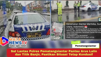 Sat Lantas Polres Pematangsiantar Pantau Arus Lalin dan Titik Banjir, Pastikan Situasi Tetap Kondusif