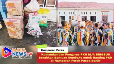 Komandan dan Pengurus PKN MJA BRIGSUS Serahkan Bantuan Sembako untuk Ranting PKN di Hamparan Perak Pasca Banjir