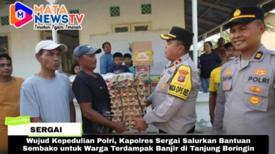 Wujud Kepedulian Polri, Kapolres Sergai Salurkan Bantuan Sembako untuk Warga Terdampak Banjir di Tanjung Beringin