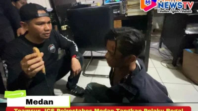 Teamsus JCS Polrestabes Medan Tangkap Pelaku Begal Saat Patroli Dini Hari di Jalan Kapten Batu Sihombing