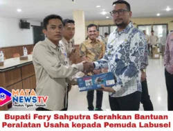 Bupati Fery Sahputra Serahkan Bantuan Peralatan Usaha kepada Pemuda Labusel