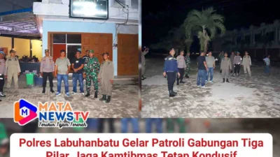Polres Labuhanbatu Gelar Patroli Gabungan Tiga Pilar, Jaga Kamtibmas Tetap Kondusif