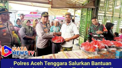 Polres Aceh Tenggara Salurkan Bantuan Kemanusiaan ke 14 Desa Terdampak Banjir