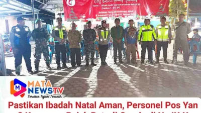 Pastikan Ibadah Natal Aman, Personel Pos Yan 3 Kampung Pajak Patroli Gereja di Na IX-X