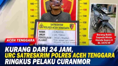 Kurang dari 24 Jam, URC Satreskrim Polres Aceh Tenggara Ringkus Pelaku Curanmor